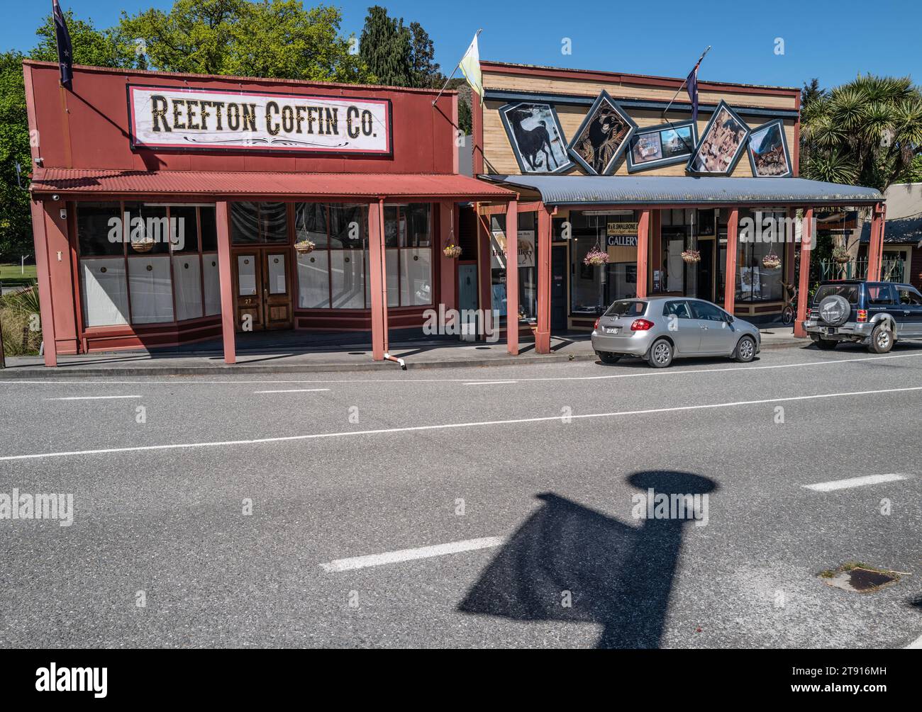 Ausflug um die Südinsel Neuseelands. Abgebildet ist Reefton, eine kleine Stadt an der Westküste der Insel Isouth. Reefton ist die Westküste, nur ich Stockfoto