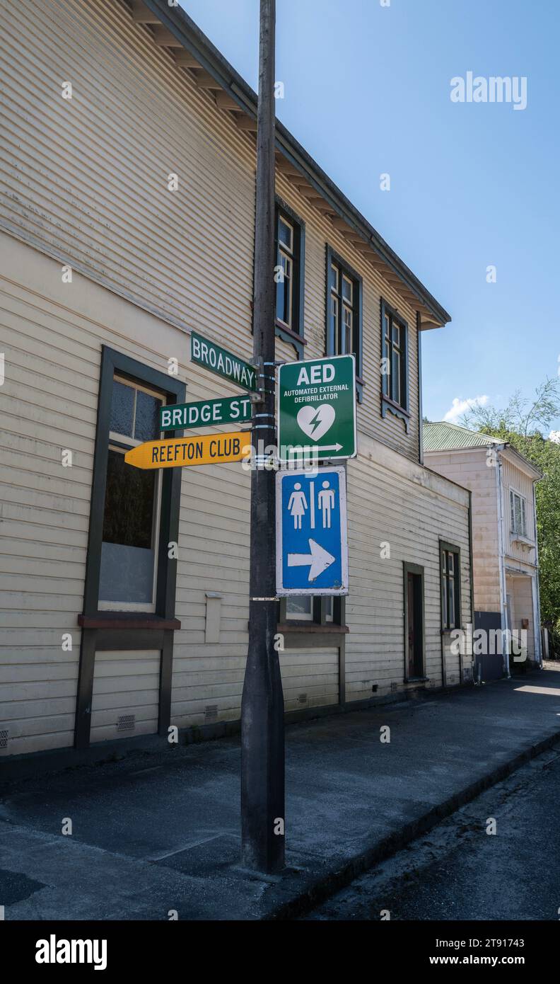 Ausflug um die Südinsel Neuseelands. Abgebildet ist Reefton, eine kleine Stadt an der Westküste der Insel Isouth. Reefton ist die Westküste, nur ich Stockfoto