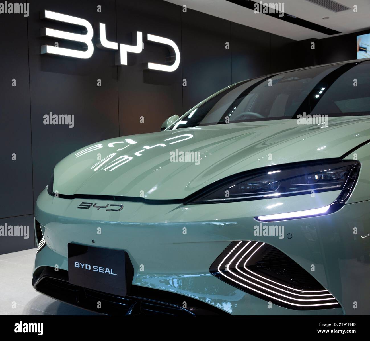 BYD Car Showroom, Hongkong, China. Stockfoto