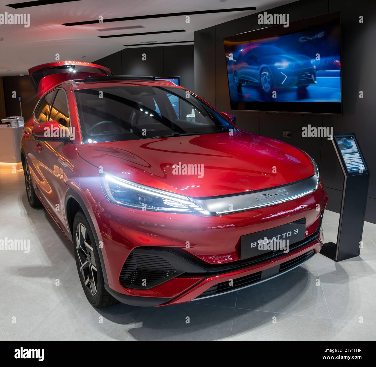 BYD Car Showroom, Hongkong, China. Stockfoto