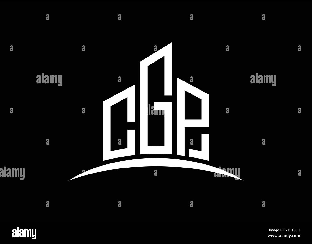 Letter CGP Building Vector Monogramm Logo Designvorlage. CGP-Logo in Gebäudeform. Stock Vektor