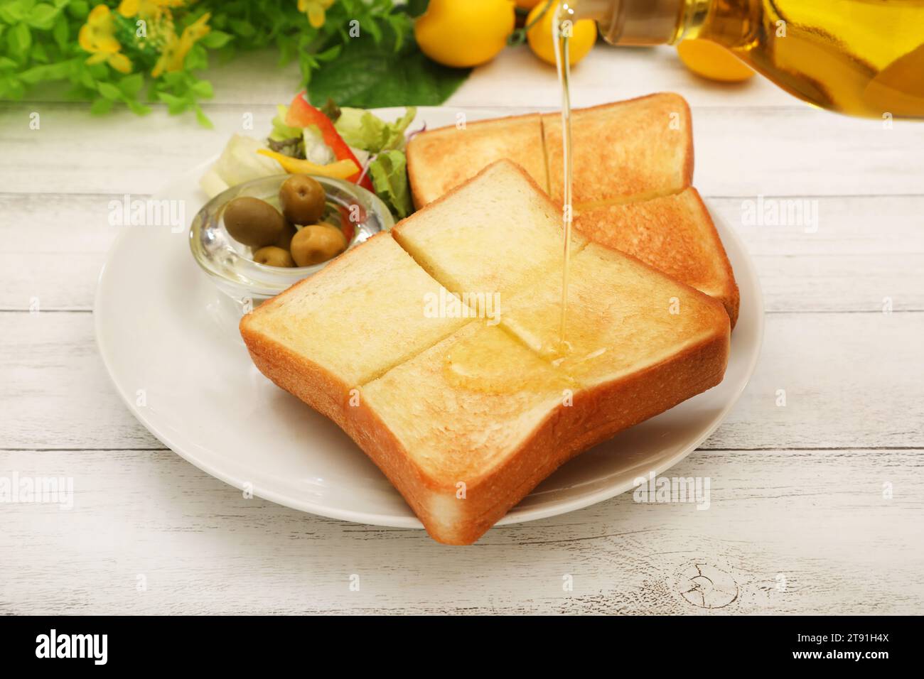 Toast Mit Olivenöl Stockfoto