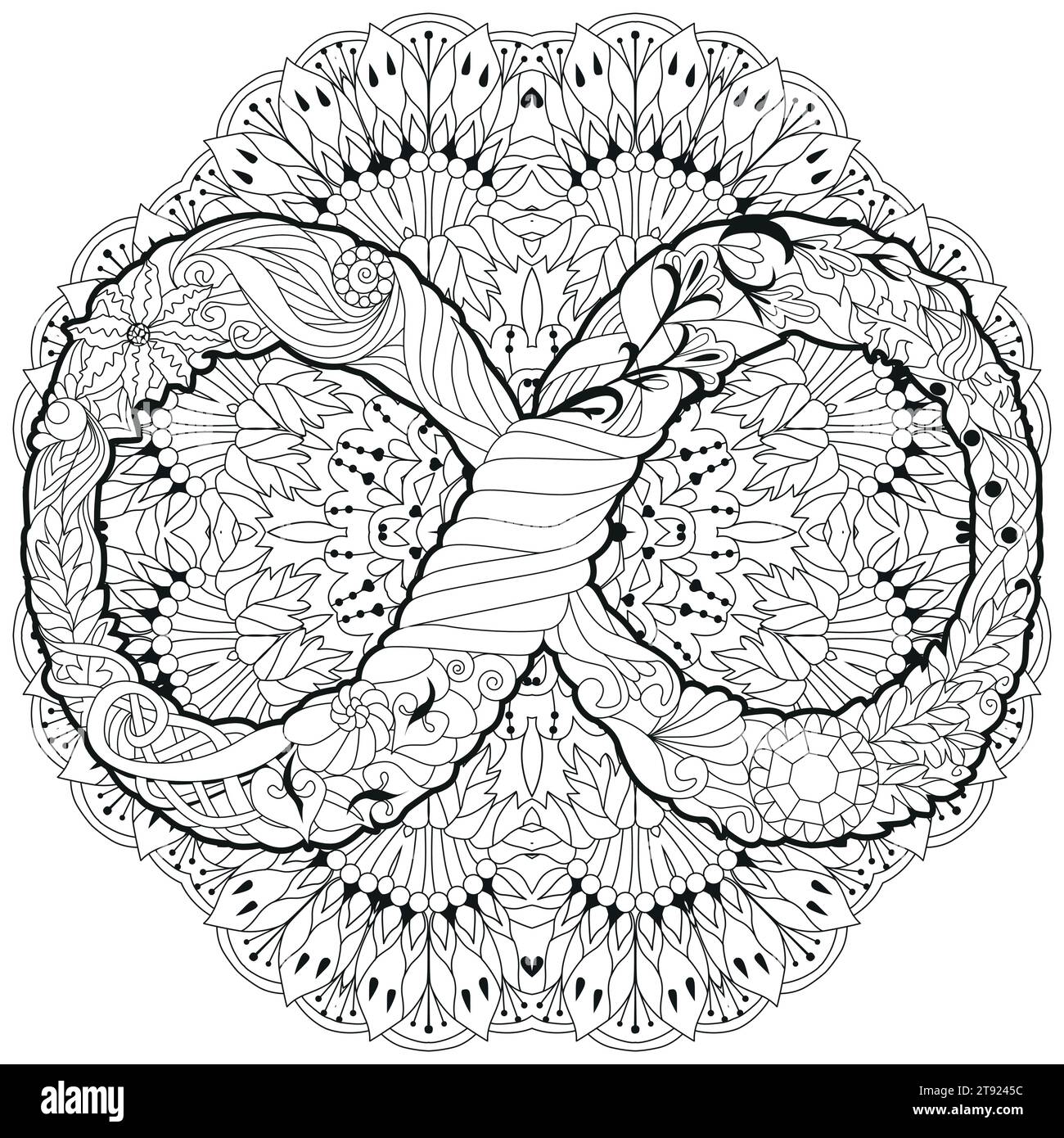 Vektor ornamental unendlich Symbol zentangle gestylt auf Mandala. Ewiges Lebenszeichen. Von Hand gezeichnete Unendlichkeit. Stock Vektor