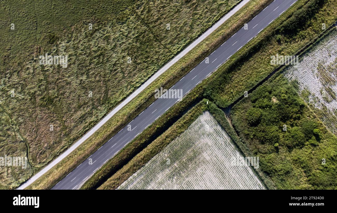 Frankreich, Bretagne, Cancale, am 15.06.2022. Luftaufnahme der bretonischen Landschaft. Foto von Martin Bertrand. Frankreich, Bretagne, Cancale le le 2022-06-15. Vue Stockfoto