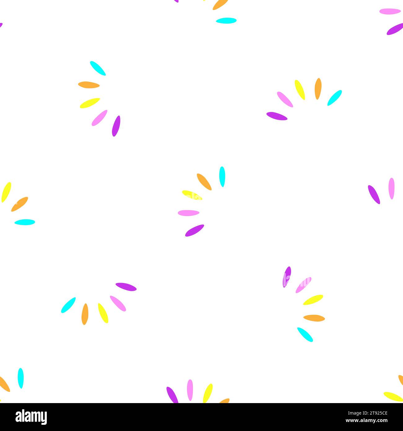 Vektor Bunte isolierte Illustration mit hellen Symbolen mit Spritzern. Nahtloses Muster mit handgezeichneten Objekten – Symbol für Upload- und Warteprozess Stock Vektor