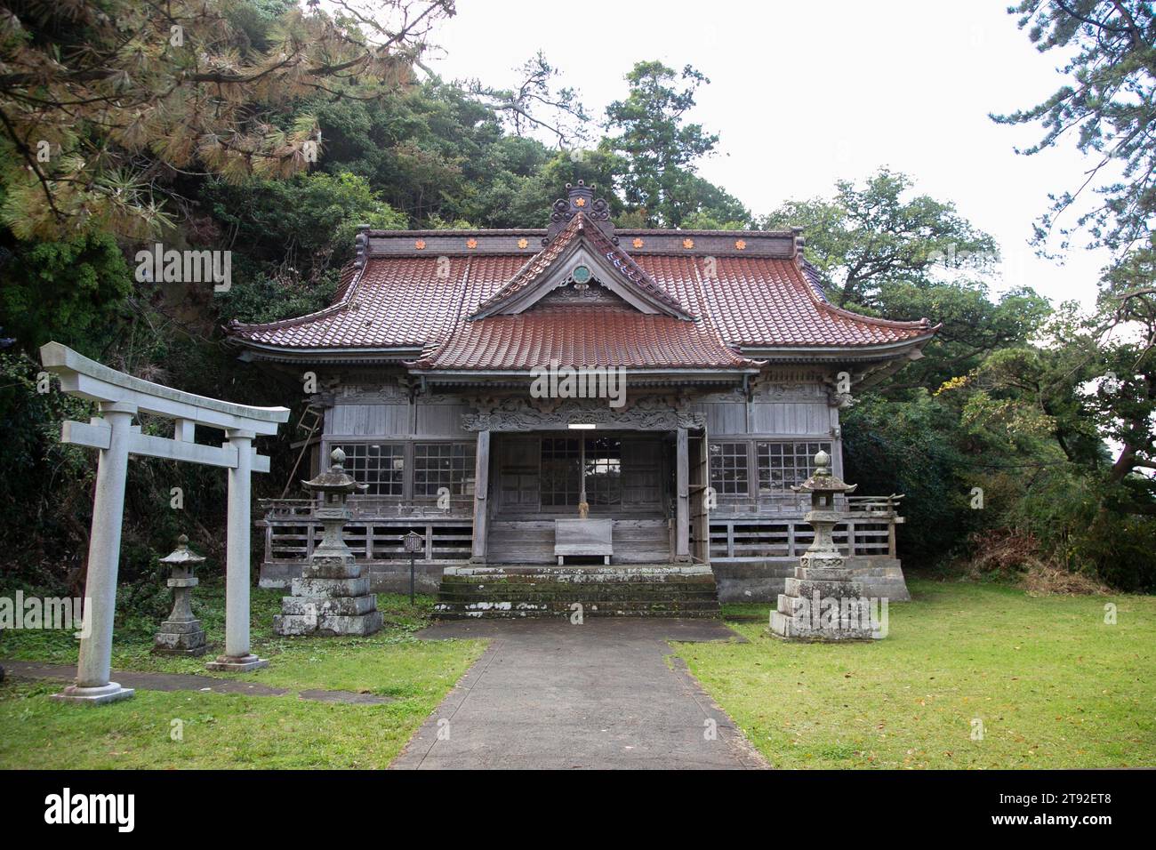 Ogi, Japan 1. Oktober 2023: Tempel in der Stadt Ogi auf der Insel Sado. Stockfoto