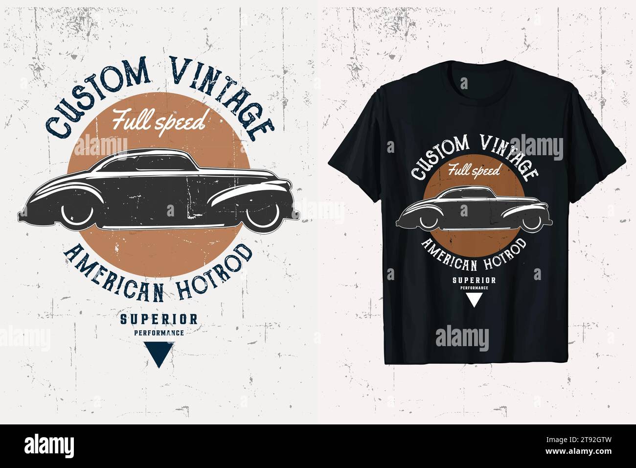 Amerikanischer Vintage Hotrod Custom Auto Vektor T-Shirt Design. Stock Vektor