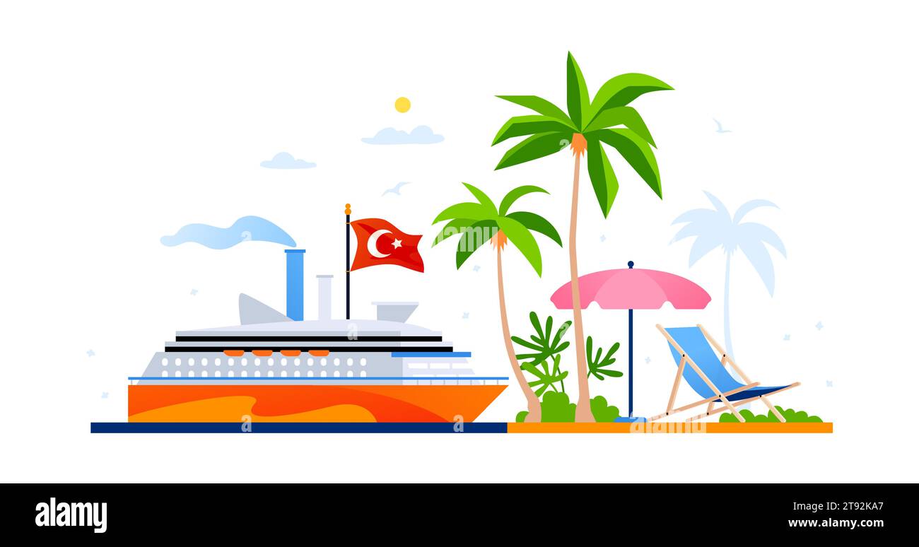 Türkisches Resort und Urlaub - moderne farbige Vektor-Illustration Stock Vektor