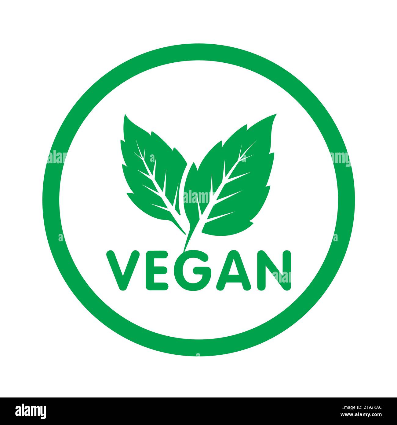Vegane Ernährungsdiät-Symbol. Bio-, Bio-, Öko-Symbol. Vegan, kein Fleisch, laktosefrei, gesund, frisch und gewaltfrei. Runder grüner Vektor-Illustration Stock Vektor