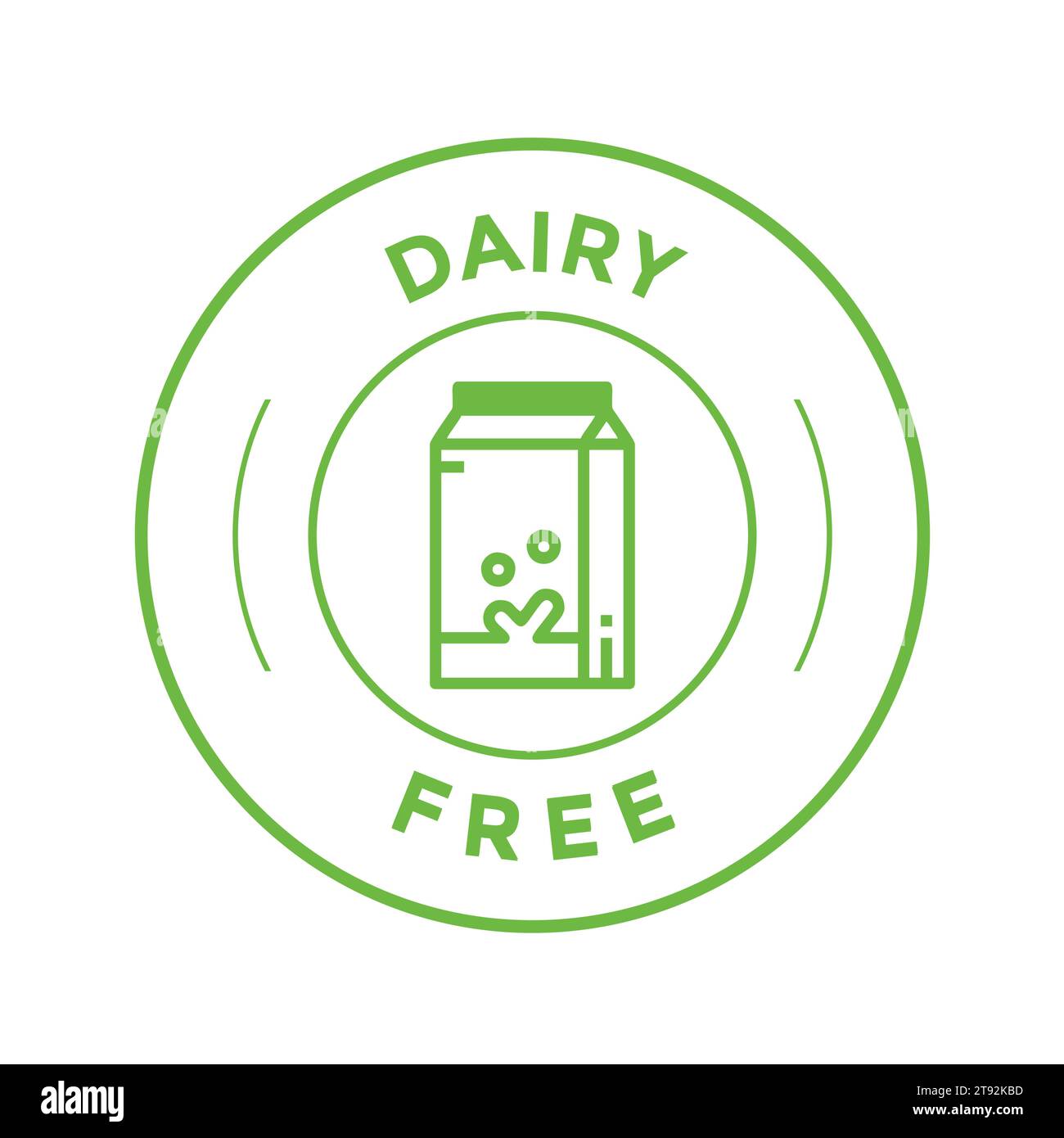 Milch- oder milchfreie Lebensmittel Allergie Produkt Diätetikett flache Vektorsymbol für Apps und Websites Stock Vektor