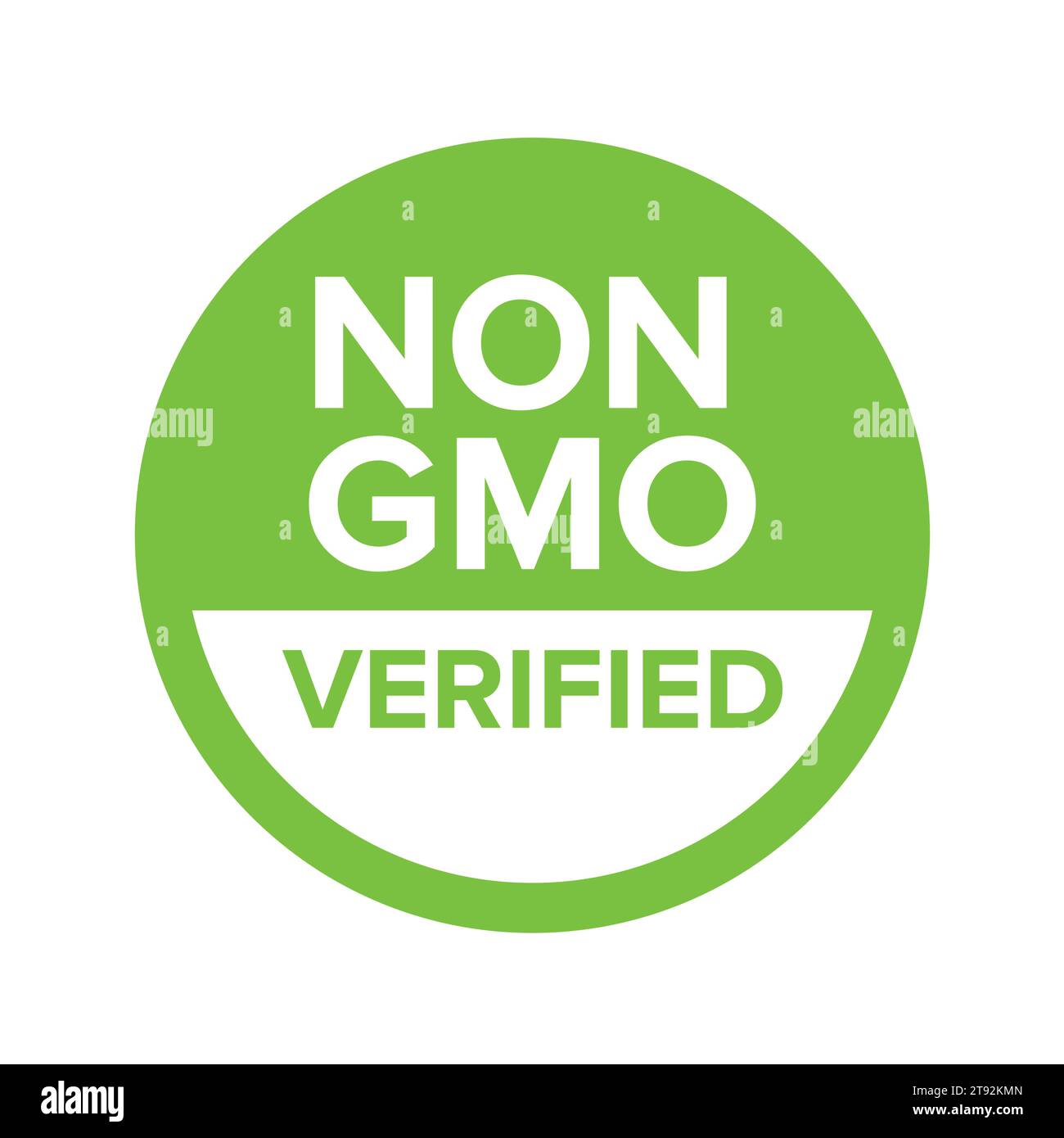 Etikett OHNE GVO, Etikett ohne GVO, flaches Symbol für Lebensmittelverpackungen mit Versiegelung oder Aufkleber Stock Vektor