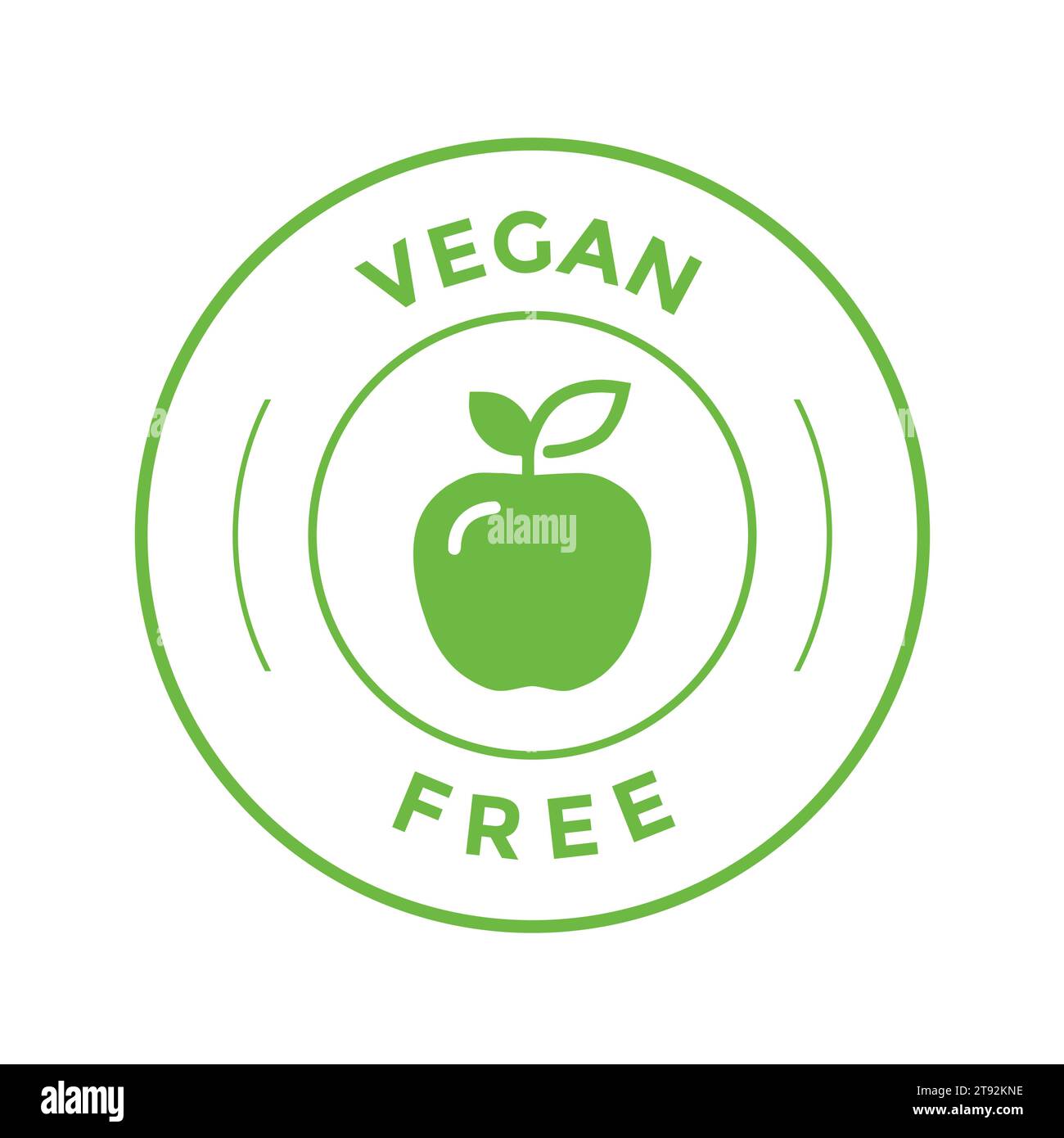 Vegane Ernährungsdiät-Symbol. Bio-, Bio-, Öko-Symbol. Vegan, kein Fleisch, laktosefrei, gesund, frisch und gewaltfrei. Runder grüner Vektor-Illustration Stock Vektor