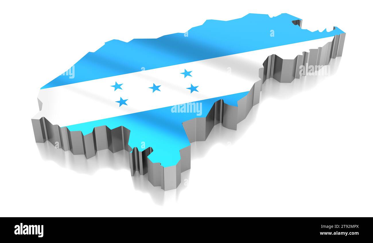 Honduras - Landesgrenzen und Flagge - 3D-Illustration Stockfoto