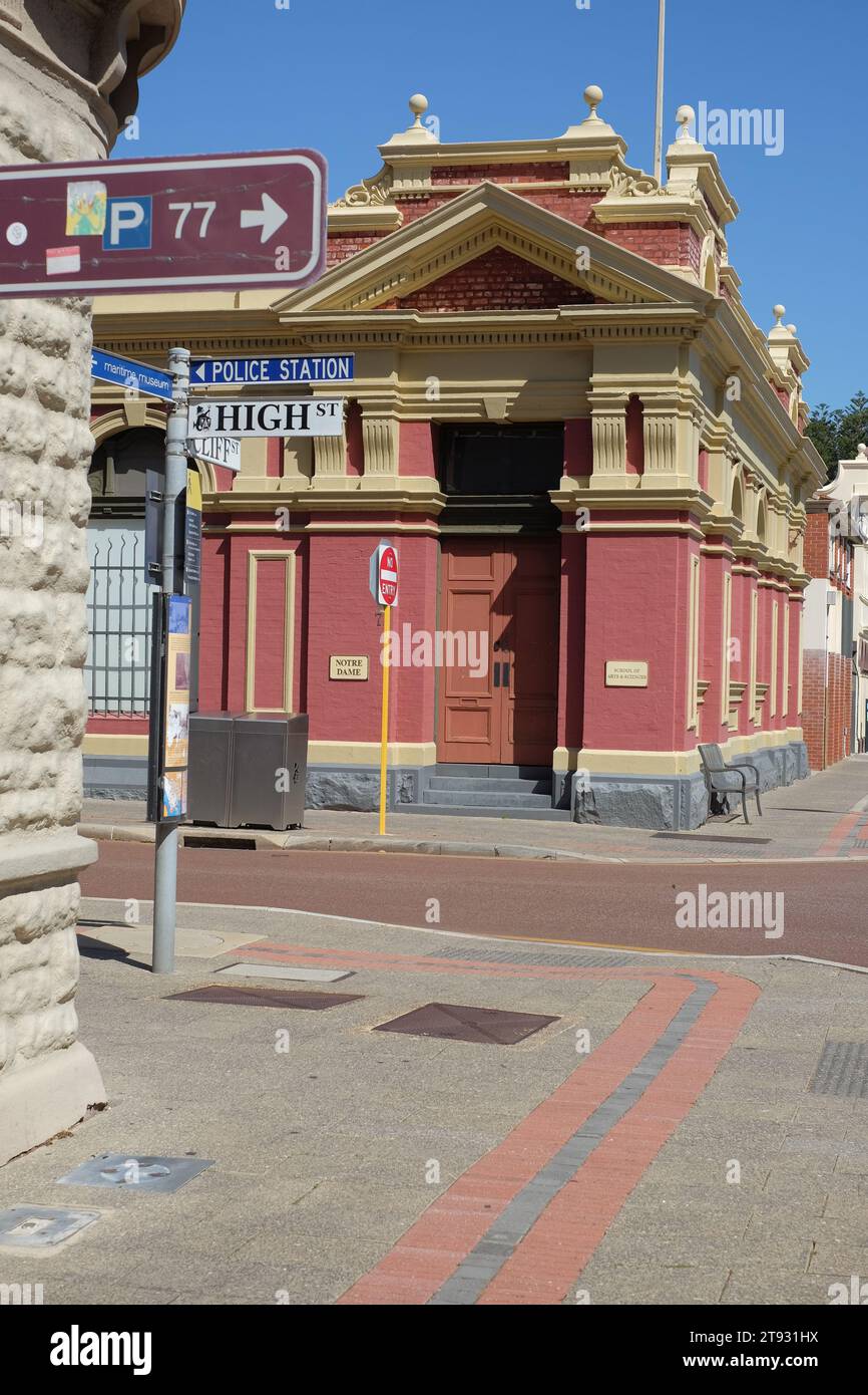 Architektonische Details von Fremantle's West End: Entlang der High Street und Cliff Street, spätviktorianische und edwardianische Architektur Stockfoto