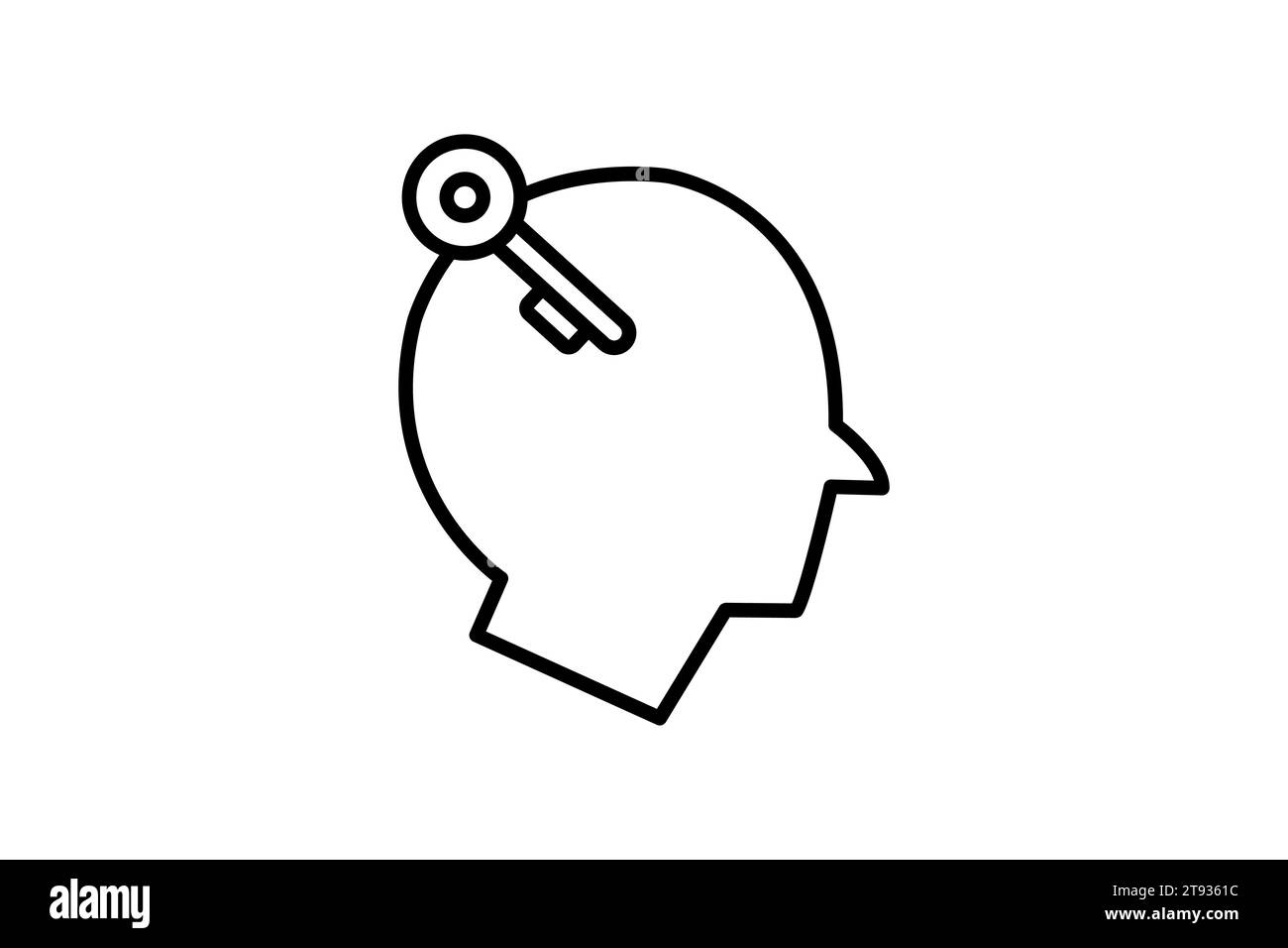 Symbol „Schlüsselfähigkeit“. Kopf mit Schlüssel. Liniensymbolstil. Einfache Vektorkonstruktion bearbeitbar Stock Vektor
