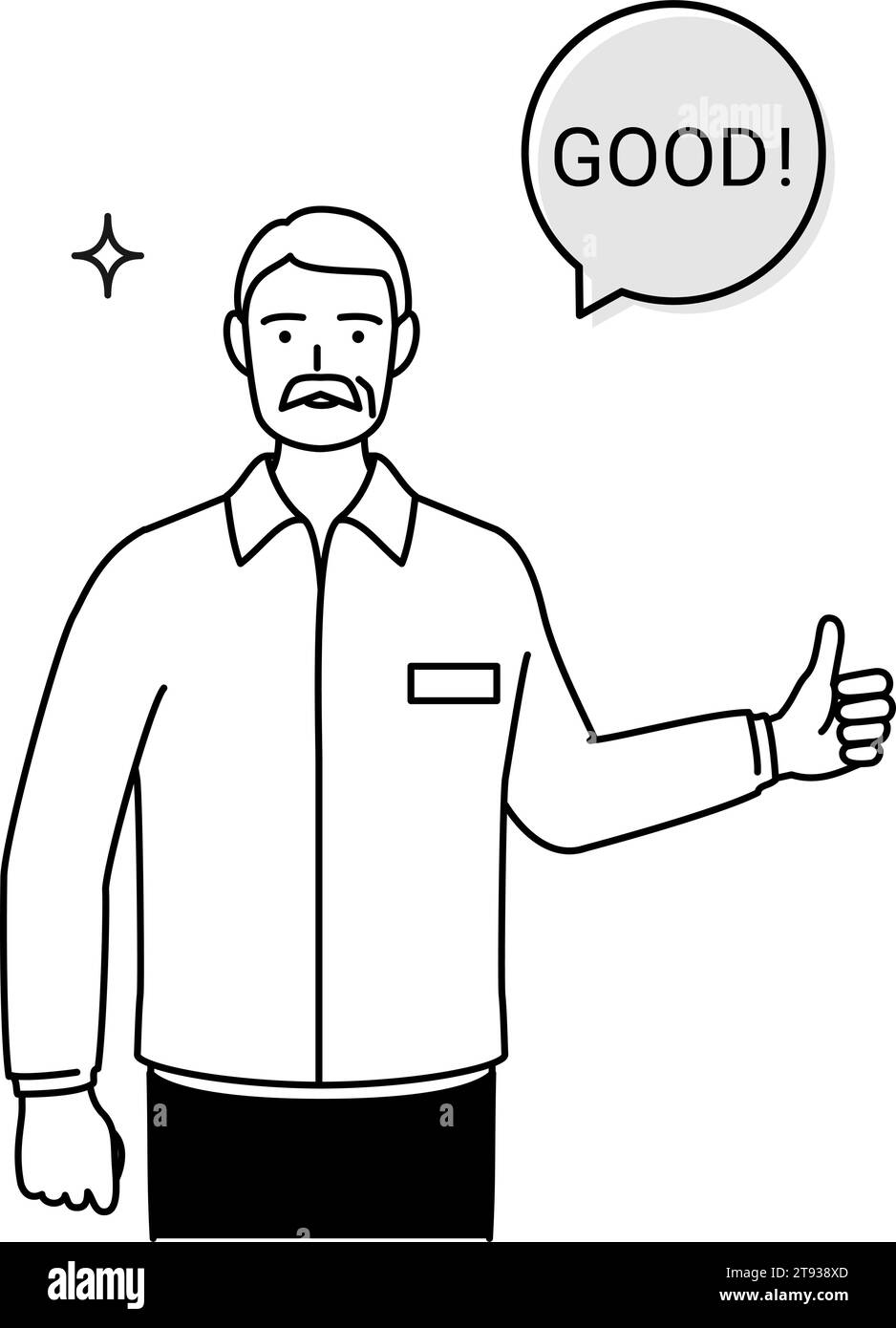 Geste eines GUTEN, älteren weißen Mannes, der die Daumen hochgibt, Vektor-Illustration Stock Vektor