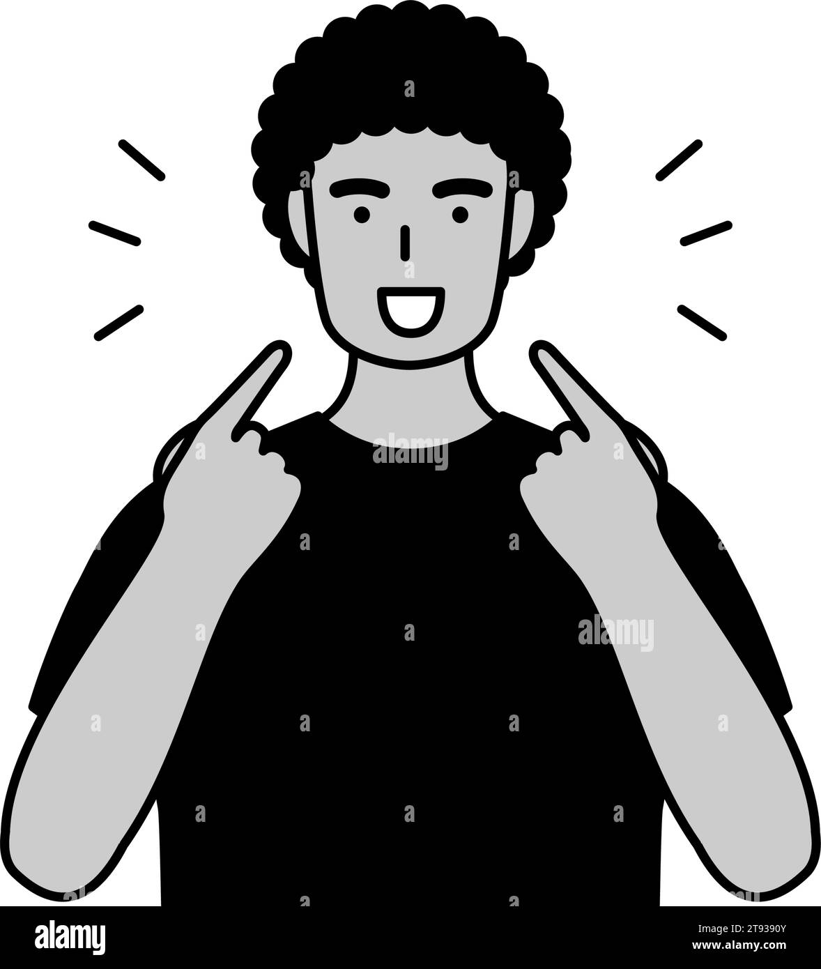 Junger schwarzer Mann, der Aussprache im englischen Gespräch unterbringt (zeigt auf seinen Mund), Vektor-Illustration Stock Vektor