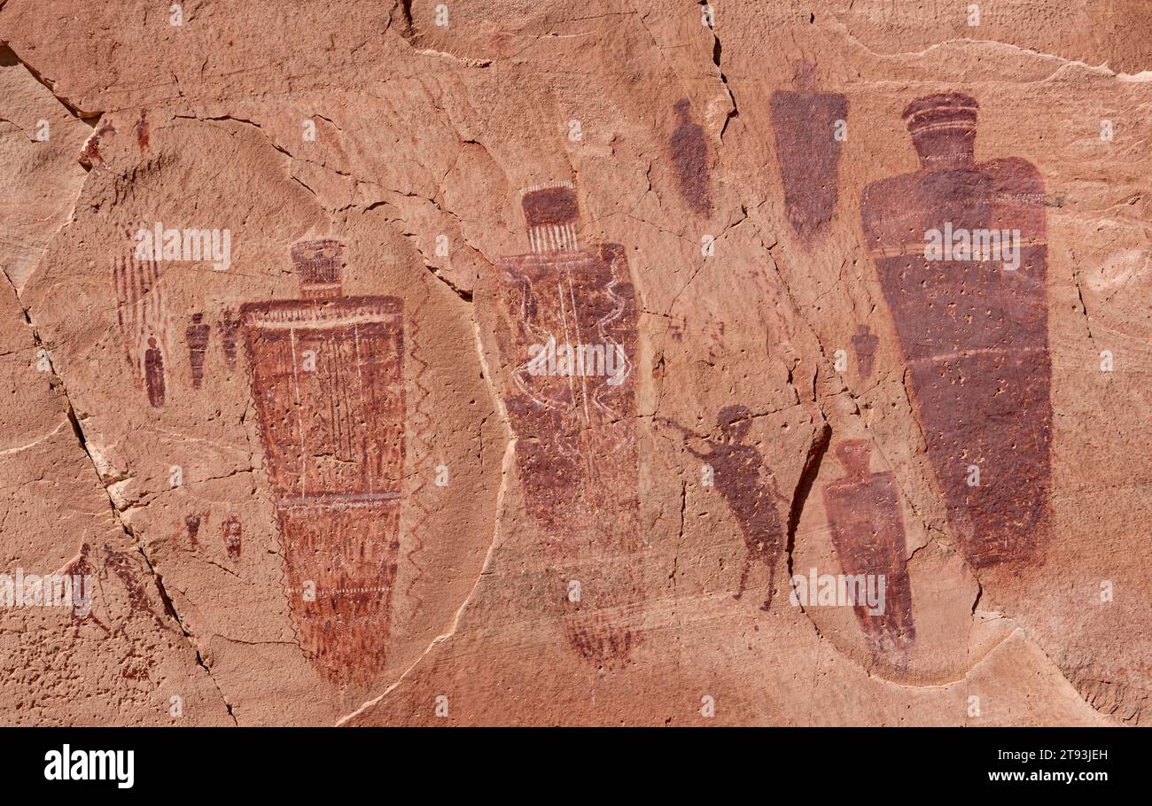 Piktogramme, Abschnitt Great Gallery, Horseshoe Canyon, Canyonlands National Park, Utah Stockfoto