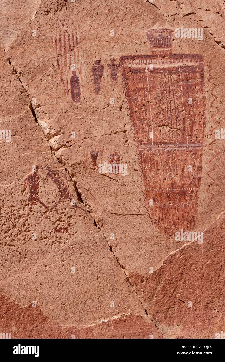 Piktogramme, Abschnitt Great Gallery, Horseshoe Canyon, Canyonlands National Park, Utah Stockfoto