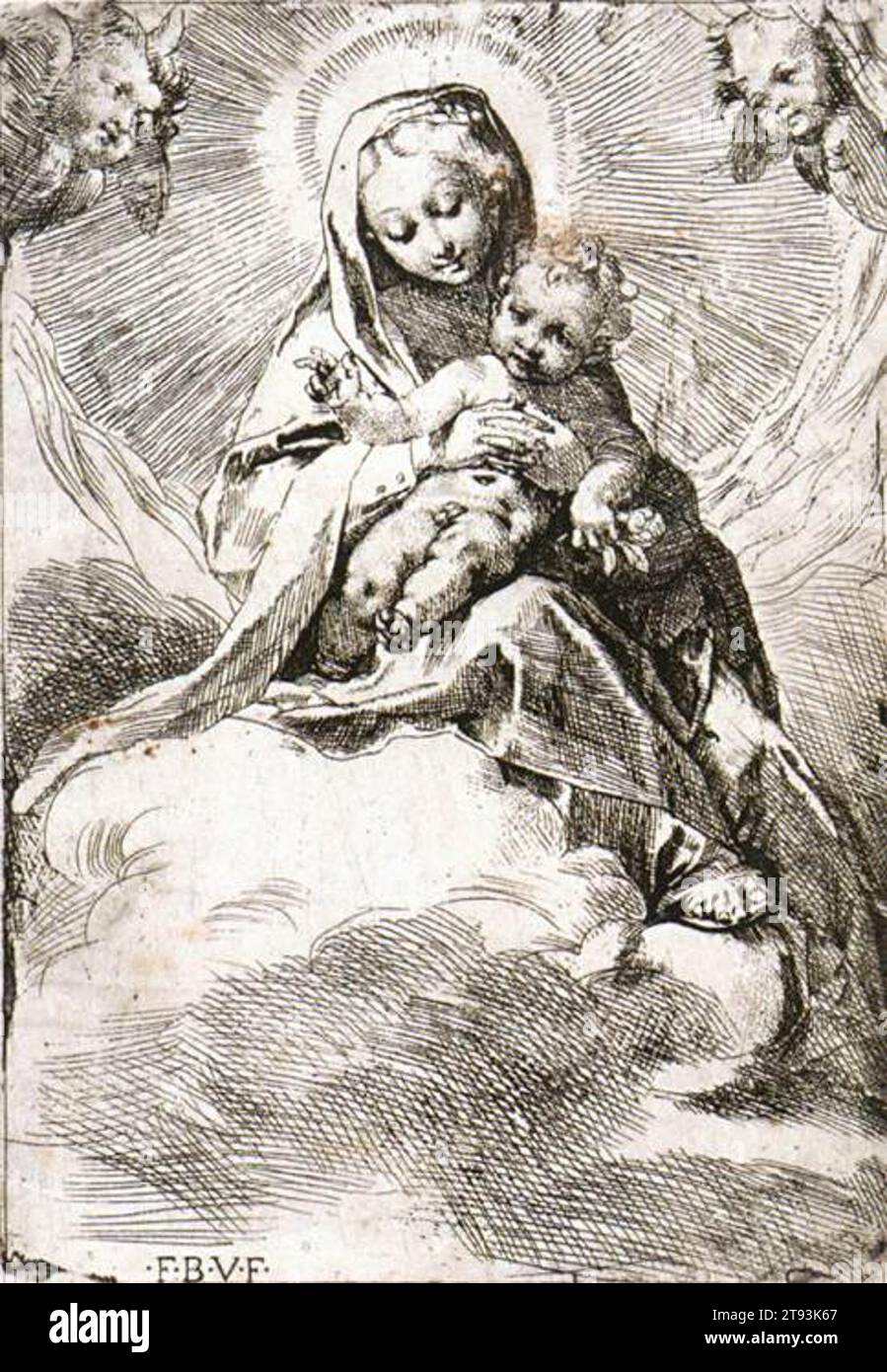 Jungfrau und Kind in den Wolken 1570er Jahre von Federico Fiori Barocci Stockfoto Jungfrau und Kind in den Wolken 1570er Jahre von Federico Fiori Barocci Stockfoto