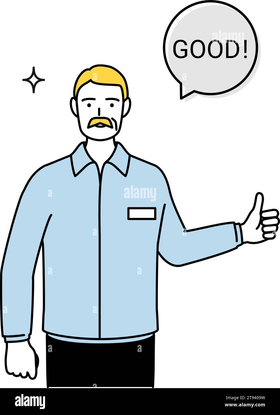 Geste eines GUTEN, älteren weißen Mannes, der die Daumen hochgibt, Vektor-Illustration Stock Vektor