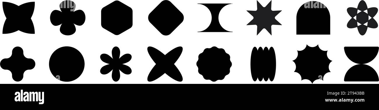 Abstraktes Stickerset. Y2K-Elementsatz. Vektorabbildung. Stock Vektor