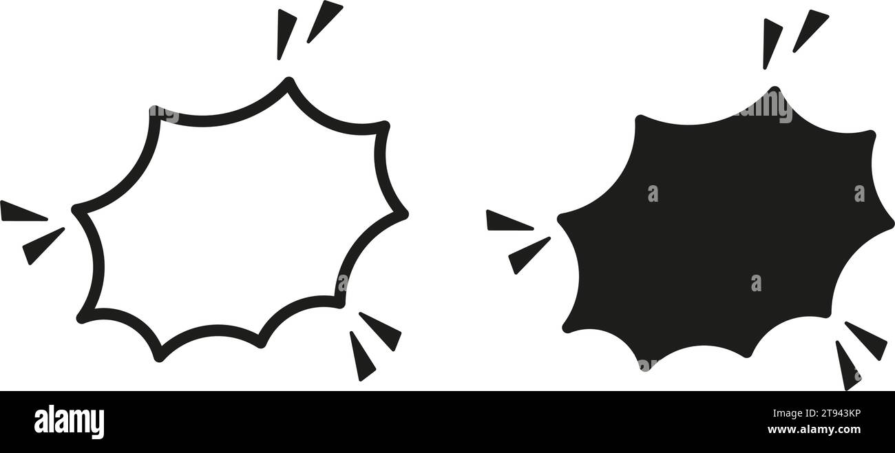 Symbol für Explosionsspritzer. Vektorabbildung. Silhouette und linear. Stock Vektor