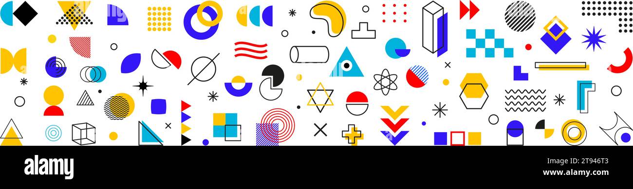 Geometrische Formen festgelegt. Memphis Design Retro-Elemente. Stock Vektor