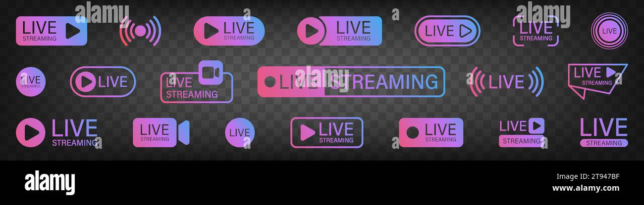 Livestream-Taste. Livestream-Taste eingestellt. Streaming-Zeichen. Stock Vektor