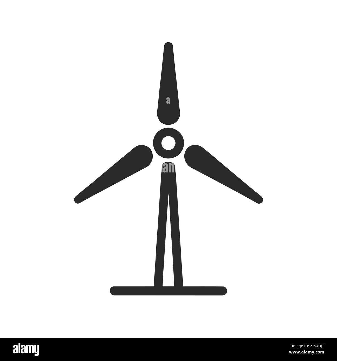 Schwarzes Silhouettensymbol einer Windturbine auf weißem Hintergrund. Vektorabbildung Stock Vektor