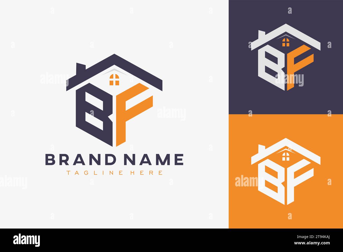 Sechseckiges BF-Haus-Monogramm-Logo für Immobilien, Immobilien, Bauunternehmen. Box-förmige Initiale mit fav-Symbolen Vektorgrafik templ Stock Vektor