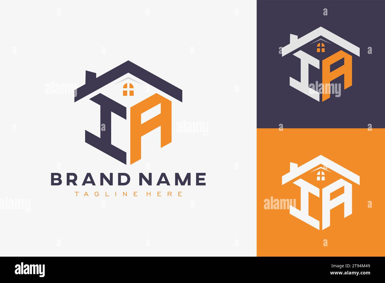 Hexagonales IA-Hausmonogramm-Logo für Immobilien, Immobilien, Bauunternehmen. Box-förmige Initiale mit fav-Symbolen Vektorgrafik templ Stock Vektor