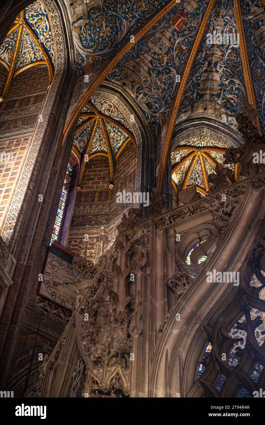 Skulptur und Architektur in der Kathedrale von Sainte Cecile in Albi, Frankreich Stockfoto