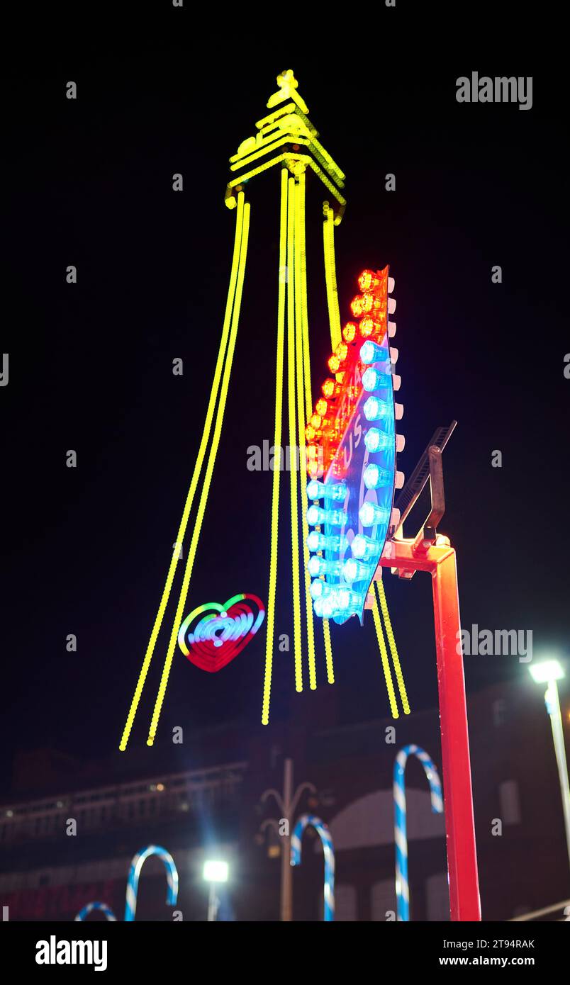 Blackpool Weihnachtsmesse 2023 auf der Landzunge des Tower Festivals Stockfoto