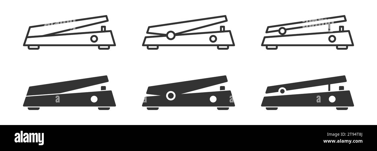 Wah Gitarreneffekt-Symbol. Lautstärke- oder Expressionspedal. Vektorabbildung Stock Vektor