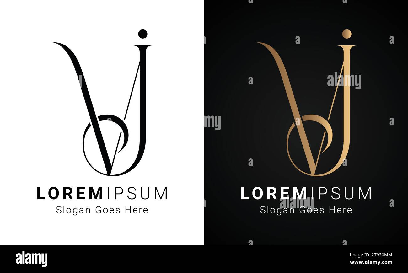 Luxuriöses Initial VJ oder JV Monogramm-Logo-Design Stock Vektor
