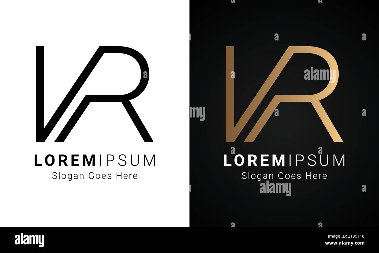 Luxuriöses Initial VR- oder RV-Monogramm-Logo mit Textbuchstaben Stock Vektor