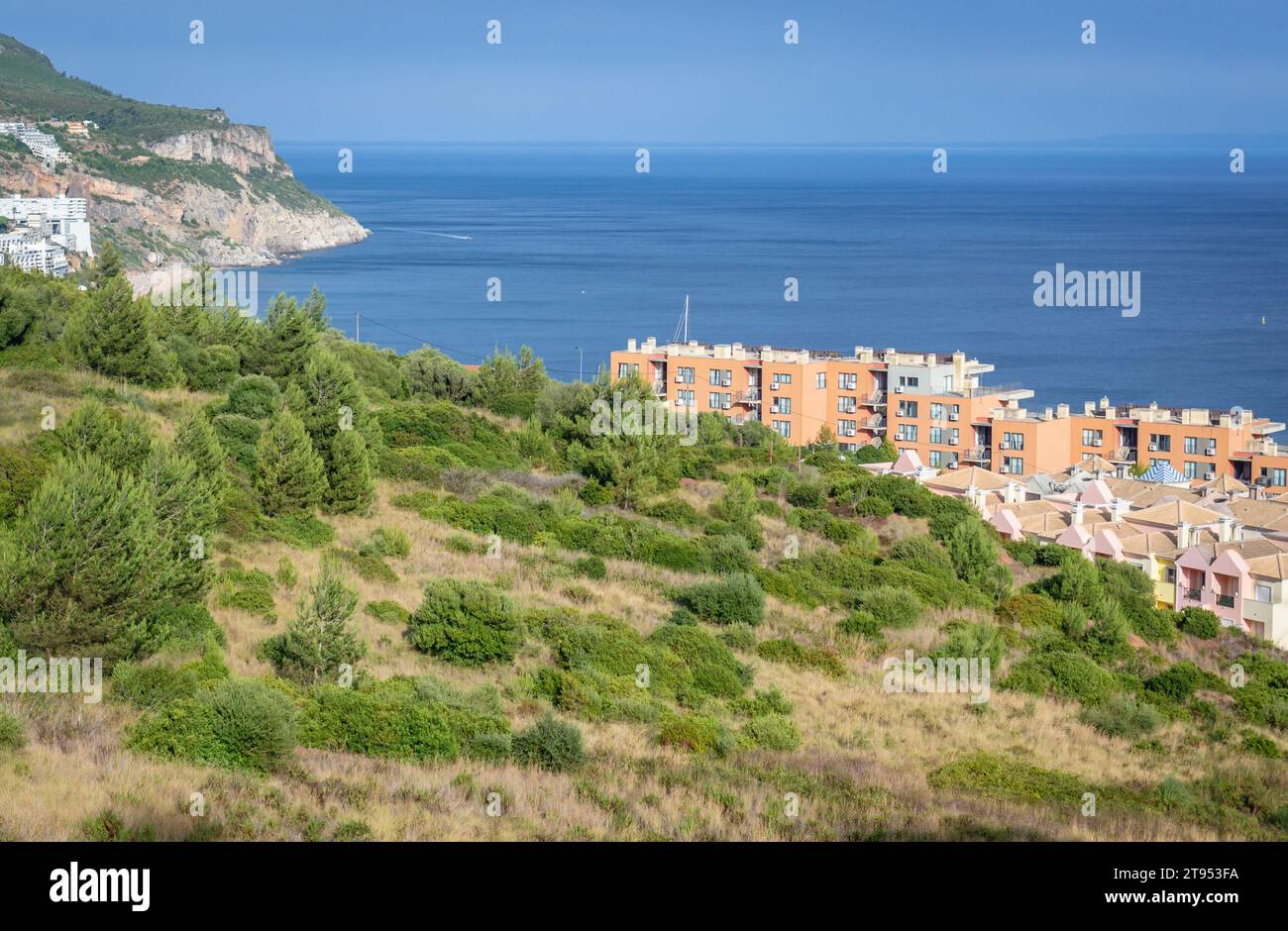 Häuser in der Gemeinde Sesimbra, Bezirk Setubal in Portugal Stockfoto