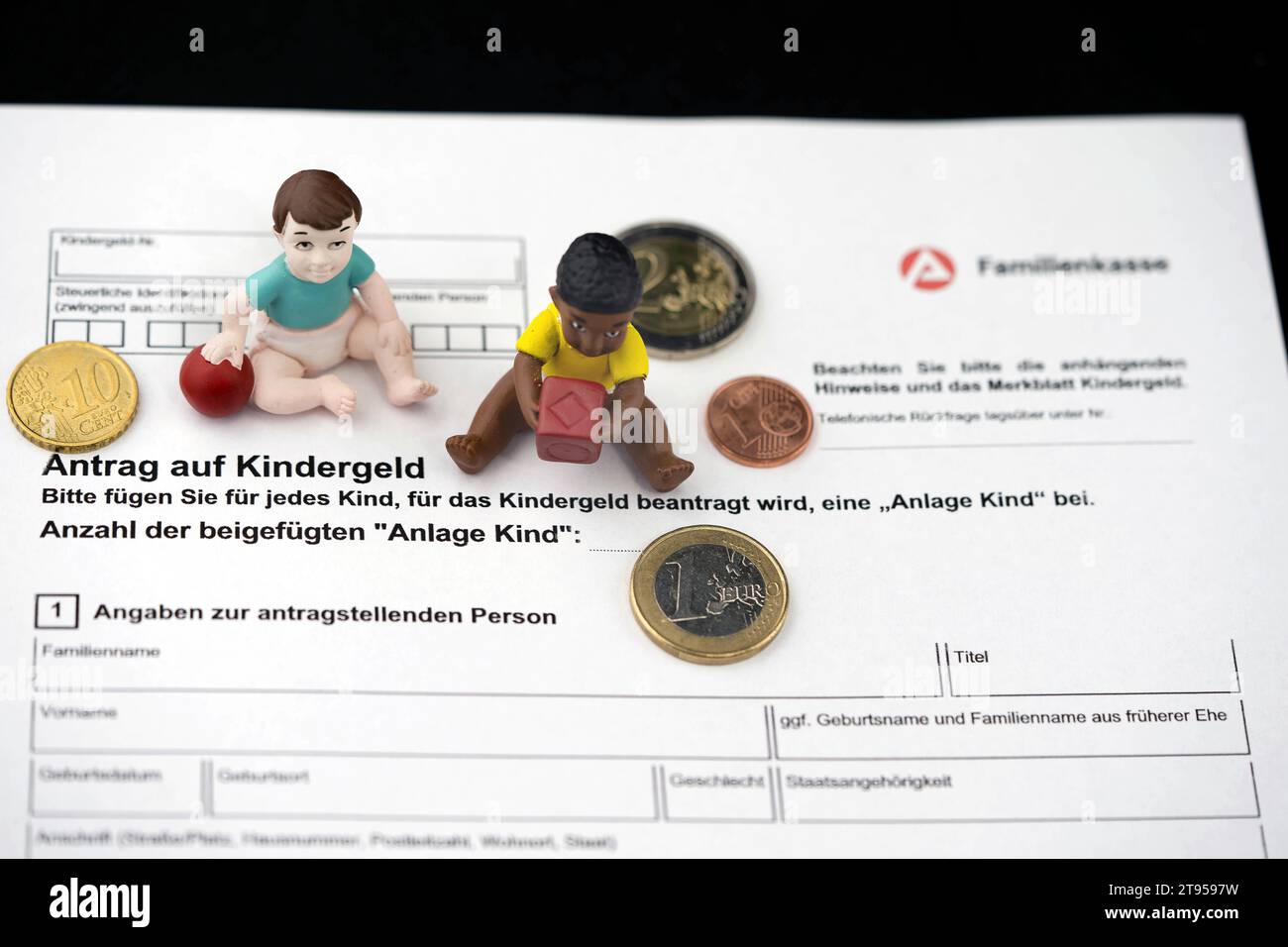 Antrag auf Kindergeld Stockfoto