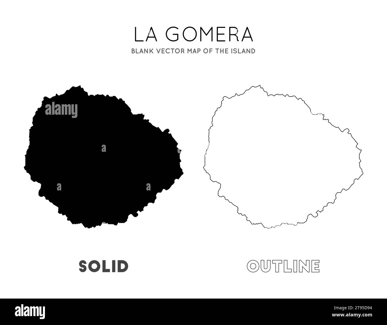 La Gomera Karte. Leere Vektorkarte der Insel. Grenzen von La Gomera für Ihre Infografik. Vektorabbildung. Stock Vektor