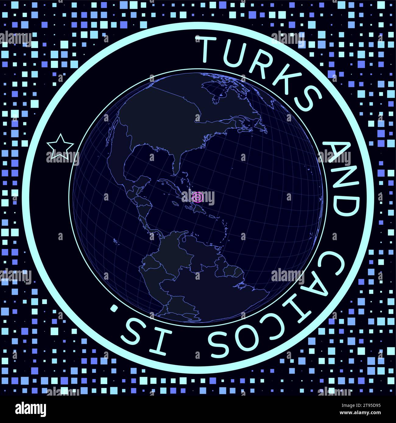 Turks und Caicos auf Globus Vektor. Futuristische Satellitenansicht der Welt mit Fokus auf Türken und Caicos. Stock Vektor