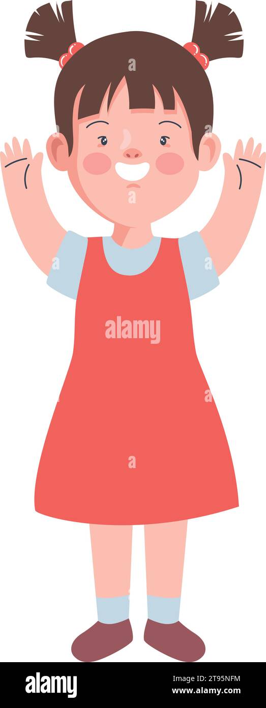 Down-Syndrom-Girl-Cartoon Stock Vektor