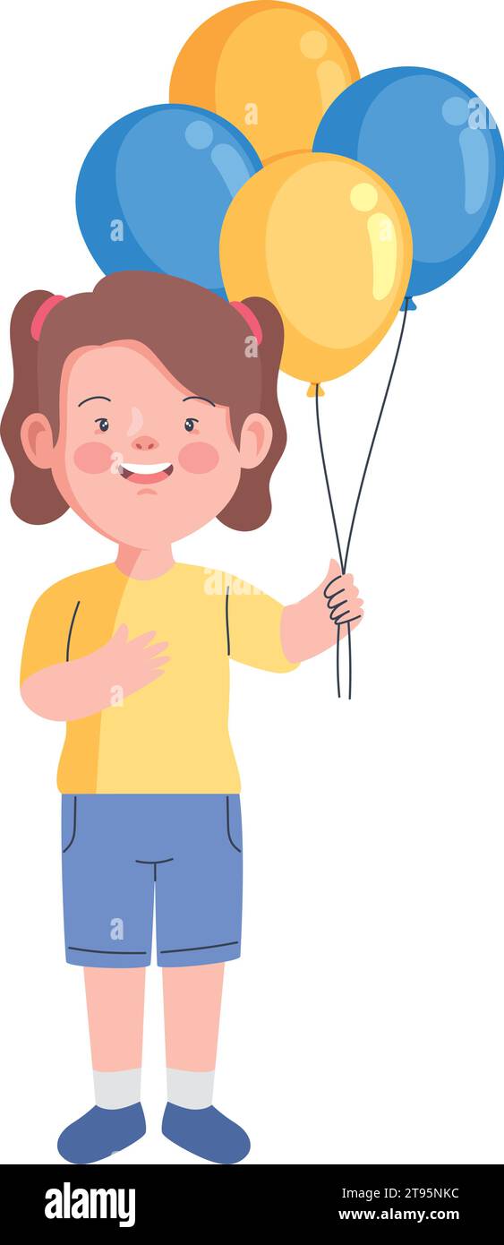 Down-Syndrom-Mädchen mit Ballons Stock Vektor
