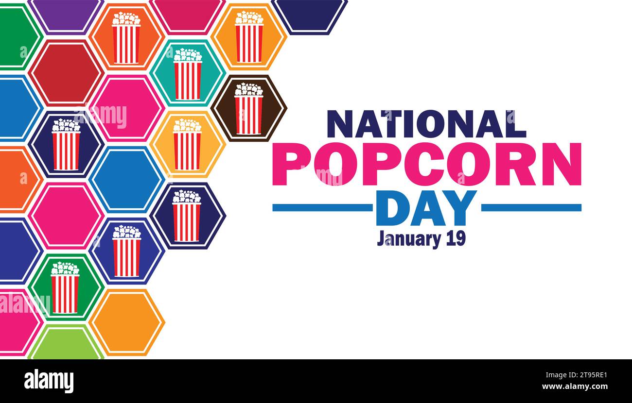 Nationaler Popcorn-Tag. Januar 19. Urlaubskonzept. Vorlage für Hintergrund, Banner, Karte, Poster mit Textbeschriftung. Vektorabbildung Stock Vektor