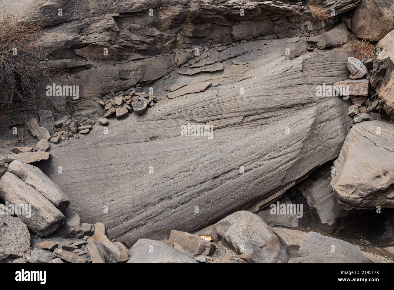 Schichtgeologische Phänomene in Sedimentgesteinen Stockfoto