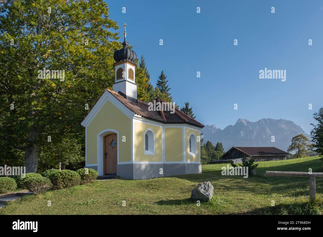 Maria-Rast-Kapelle, Buckelwiesen bei Kruen, Werdenfelser Land, Oberbayern, Bayern, Deutschland Stockfoto