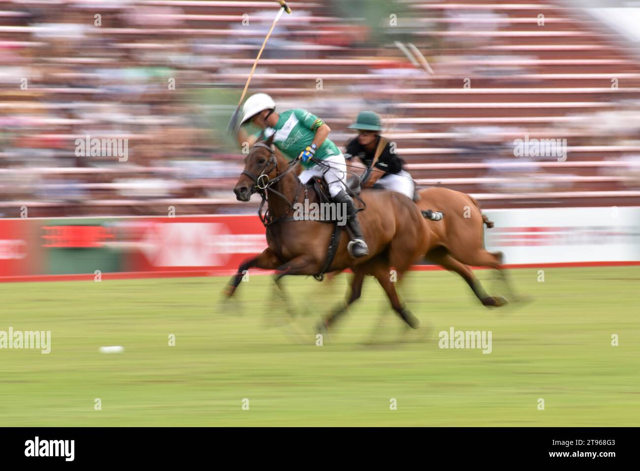 Pablo Mac Donough vom Team La Natividad spielte gegen Ellerstina Yellowrose bei der 130. Argentine Open Polo Championship (Campeonato Argentino) Stockfoto