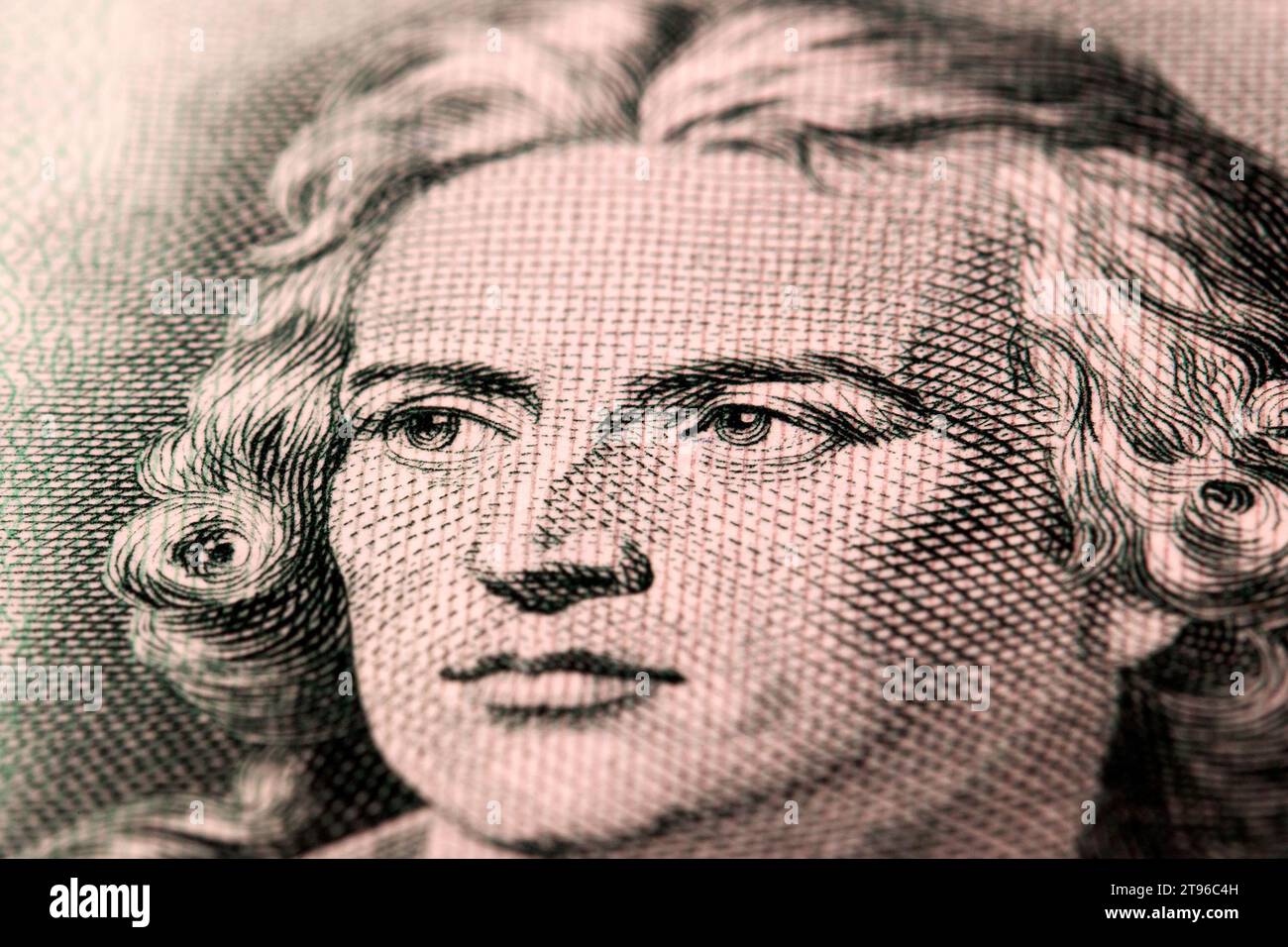 Friedrich von Schiller ein Nahaufnahme-Porträt aus dem alten deutschen Geld - Mark Stockfoto