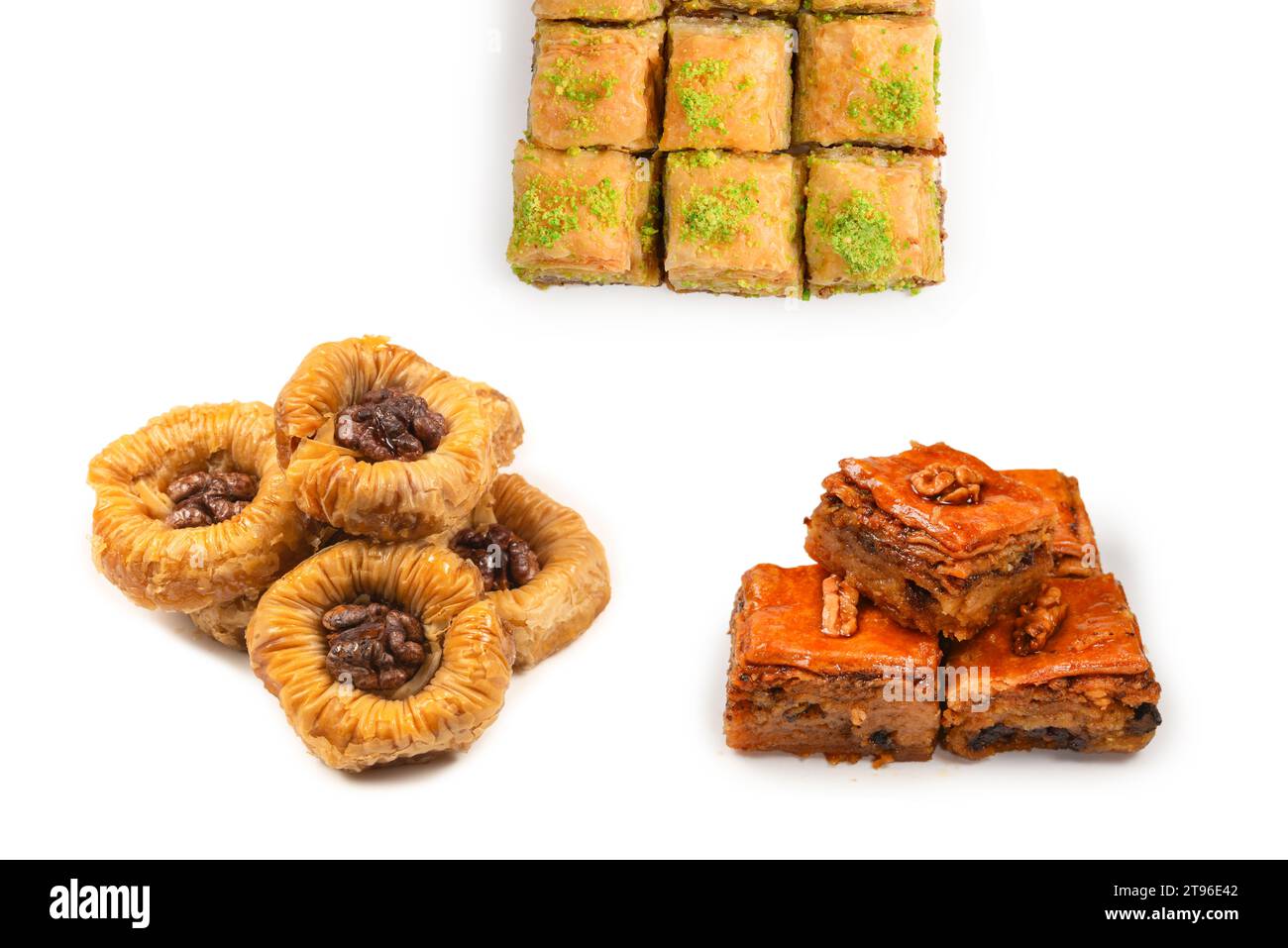 Leckere Baklava isoliert auf weißem Hintergrund. Stockfoto