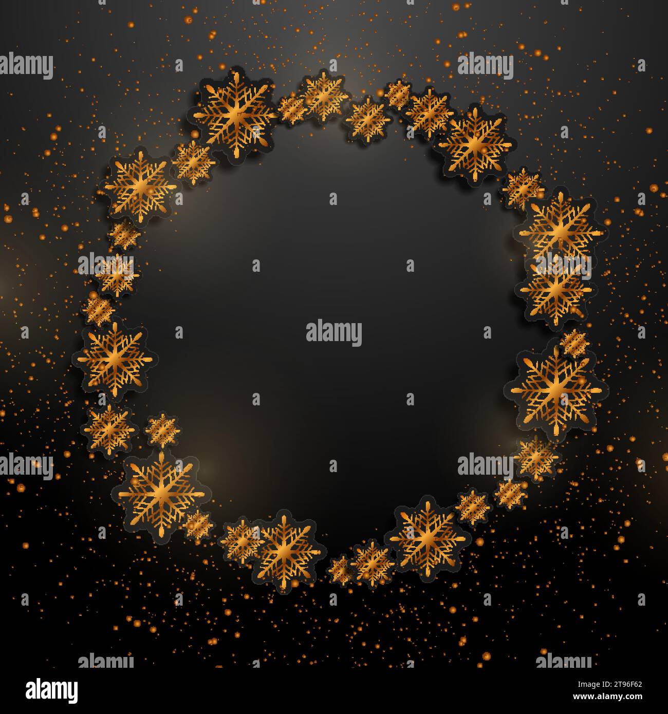 Schwarzer und luxuriöser goldener Winter Weihnachten abstrakter runder Vektor-Hintergrund Stock Vektor